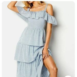 Victoria's Secret Blue and White Striped Maxi Dress